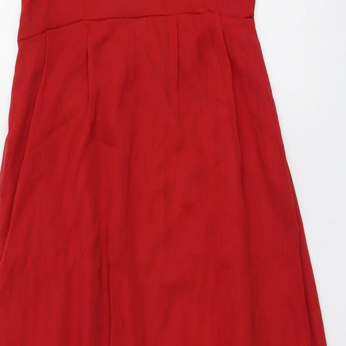 South Womens Red Polyester A-Line Size 8 V-Neck Pullover