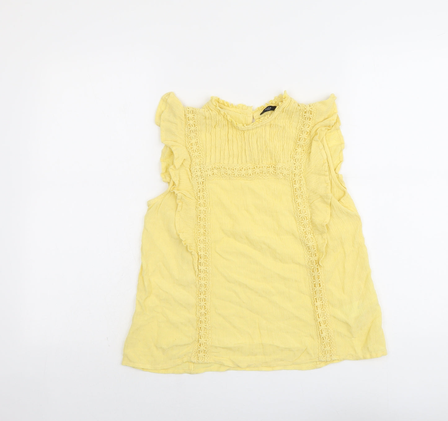 M&Co Womens Yellow Viscose Basic Tank Size 12 Round Neck