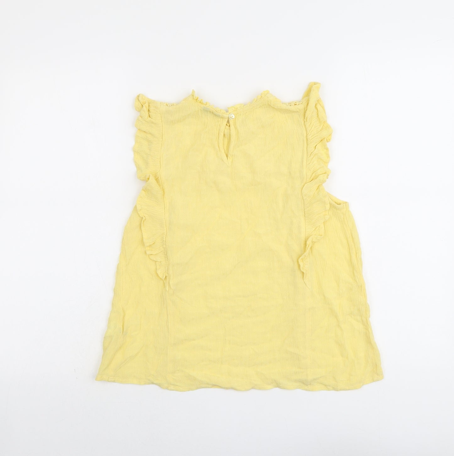 M&Co Womens Yellow Viscose Basic Tank Size 12 Round Neck