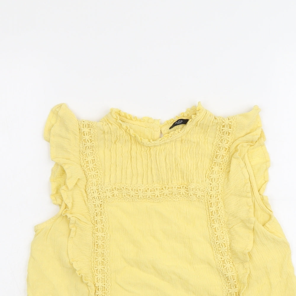 M&Co Womens Yellow Viscose Basic Tank Size 12 Round Neck