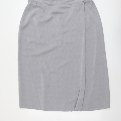 Bonmarché Womens Grey Polyester Wrap Skirt Size 24 Zip