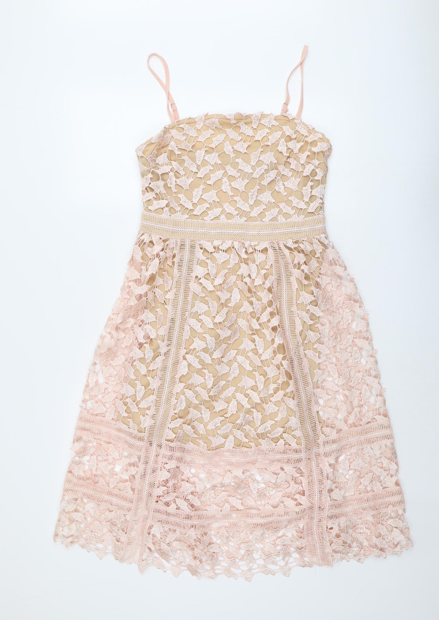 Boohoo Womens Pink Polyester Slip Dress Size 10 Square Neck Zip