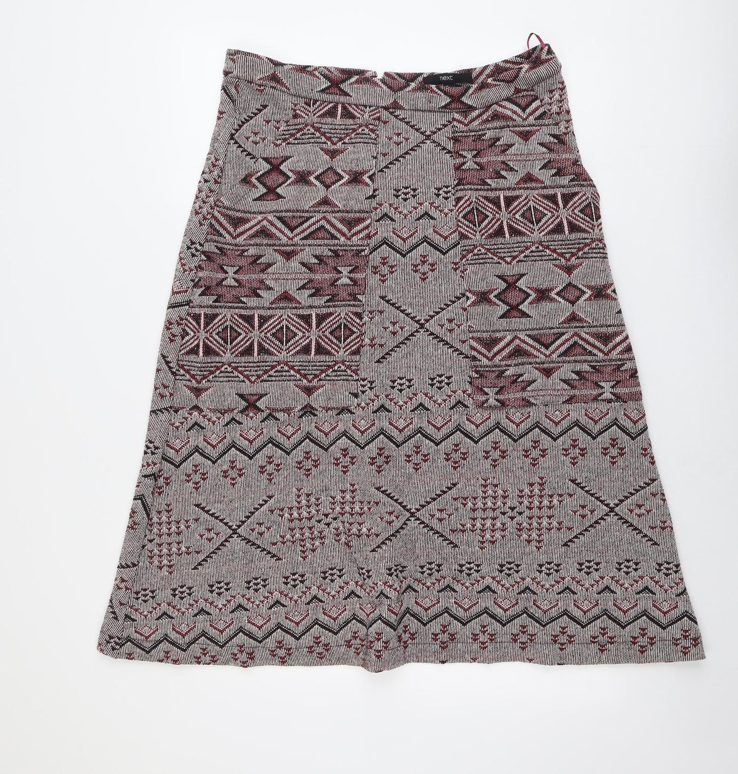 NEXT Womens Red Geometric Polyester Swing Skirt Size 16 Zip