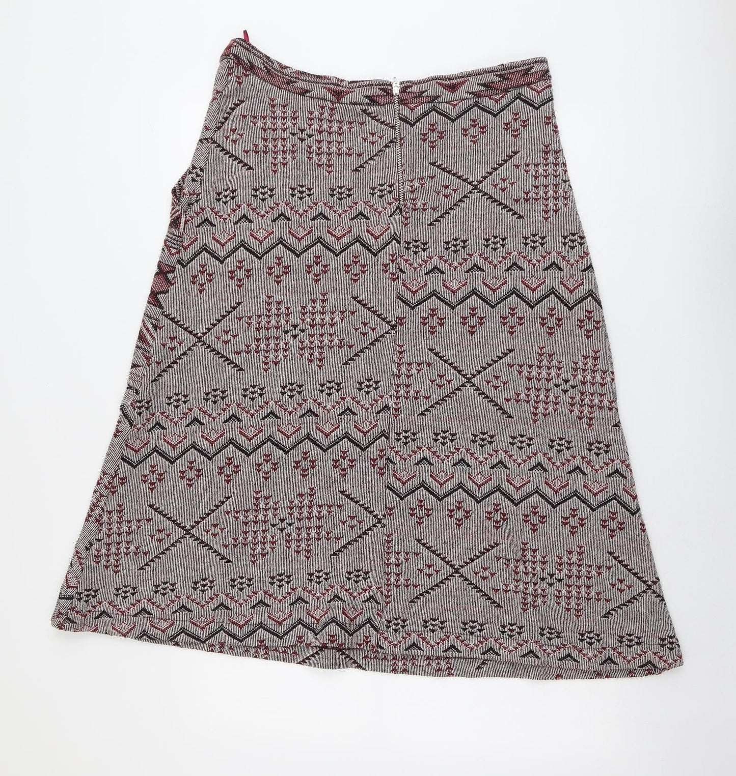 NEXT Womens Red Geometric Polyester Swing Skirt Size 16 Zip