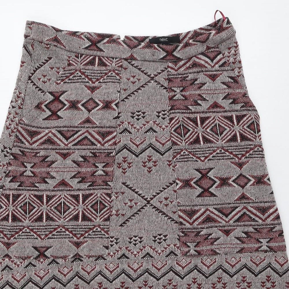 NEXT Womens Red Geometric Polyester Swing Skirt Size 16 Zip