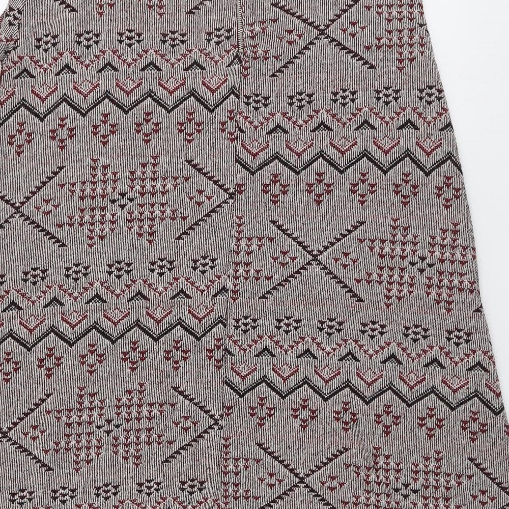 NEXT Womens Red Geometric Polyester Swing Skirt Size 16 Zip