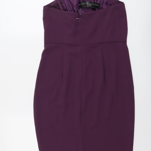 Rochelle Humes Womens Purple Polyester Shift Size 12 Square Neck Zip