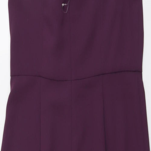 Rochelle Humes Womens Purple Polyester Shift Size 12 Square Neck Zip