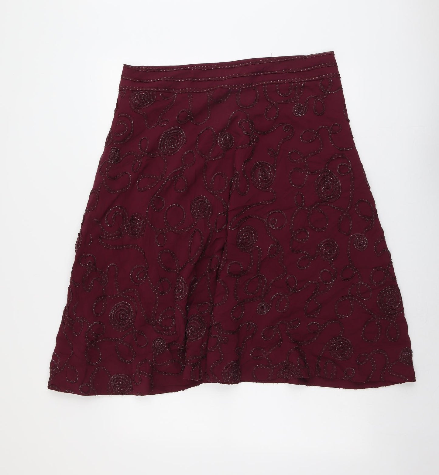White Stuff Womens Purple Geometric Viscose Swing Skirt Size 14 Zip