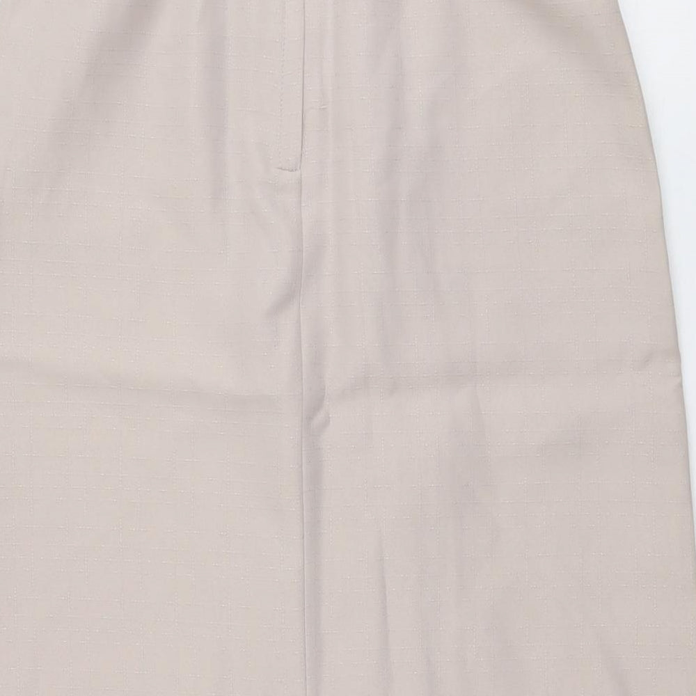 Ann Nicole Womens Beige Polyester Pleated Skirt Size 12 Zip - Belt Included