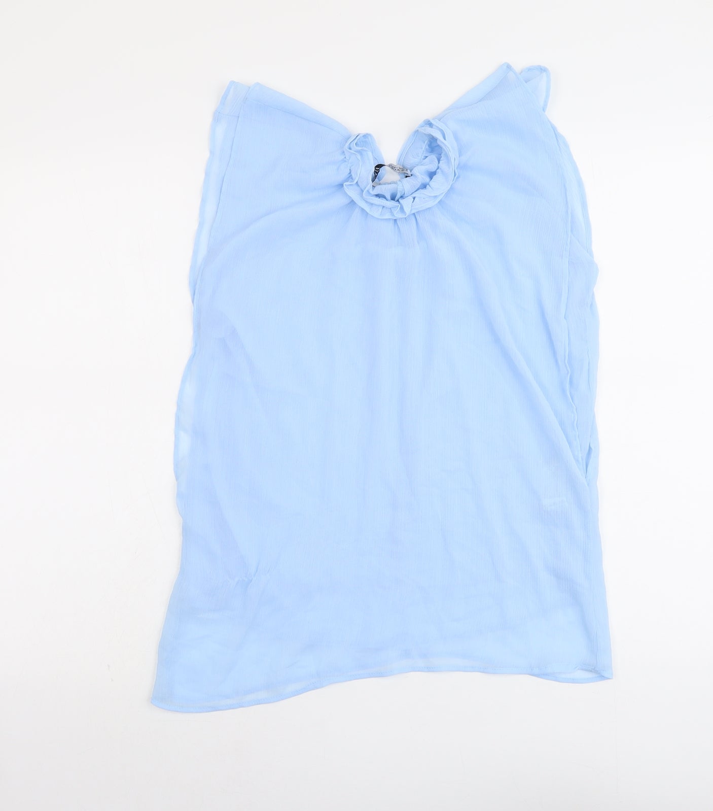 Zara Womens Blue Polyester Basic Tank Size S Round Neck