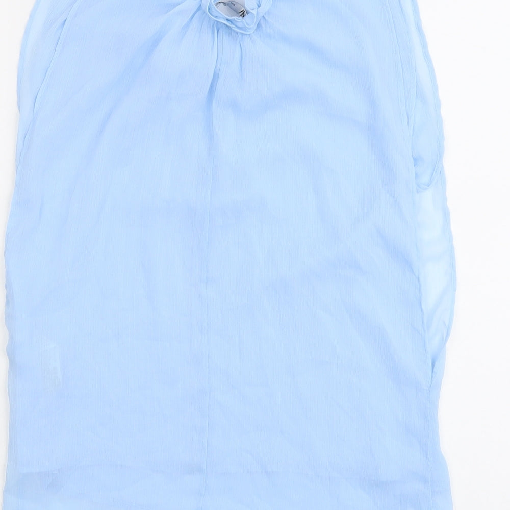 Zara Womens Blue Polyester Basic Tank Size S Round Neck