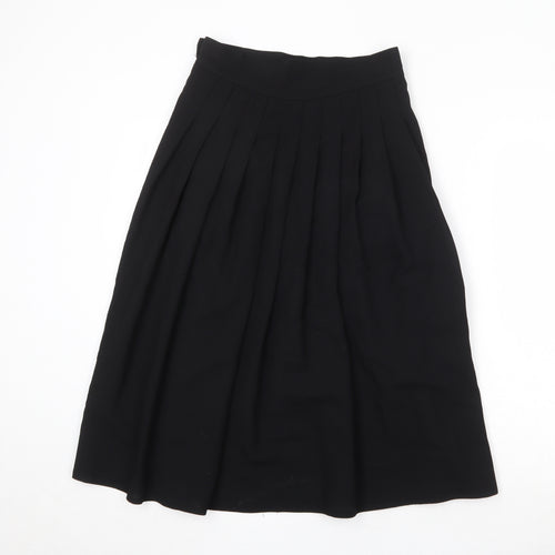 Jaeger Womens Black Wool Pleated Skirt Size 12 Button