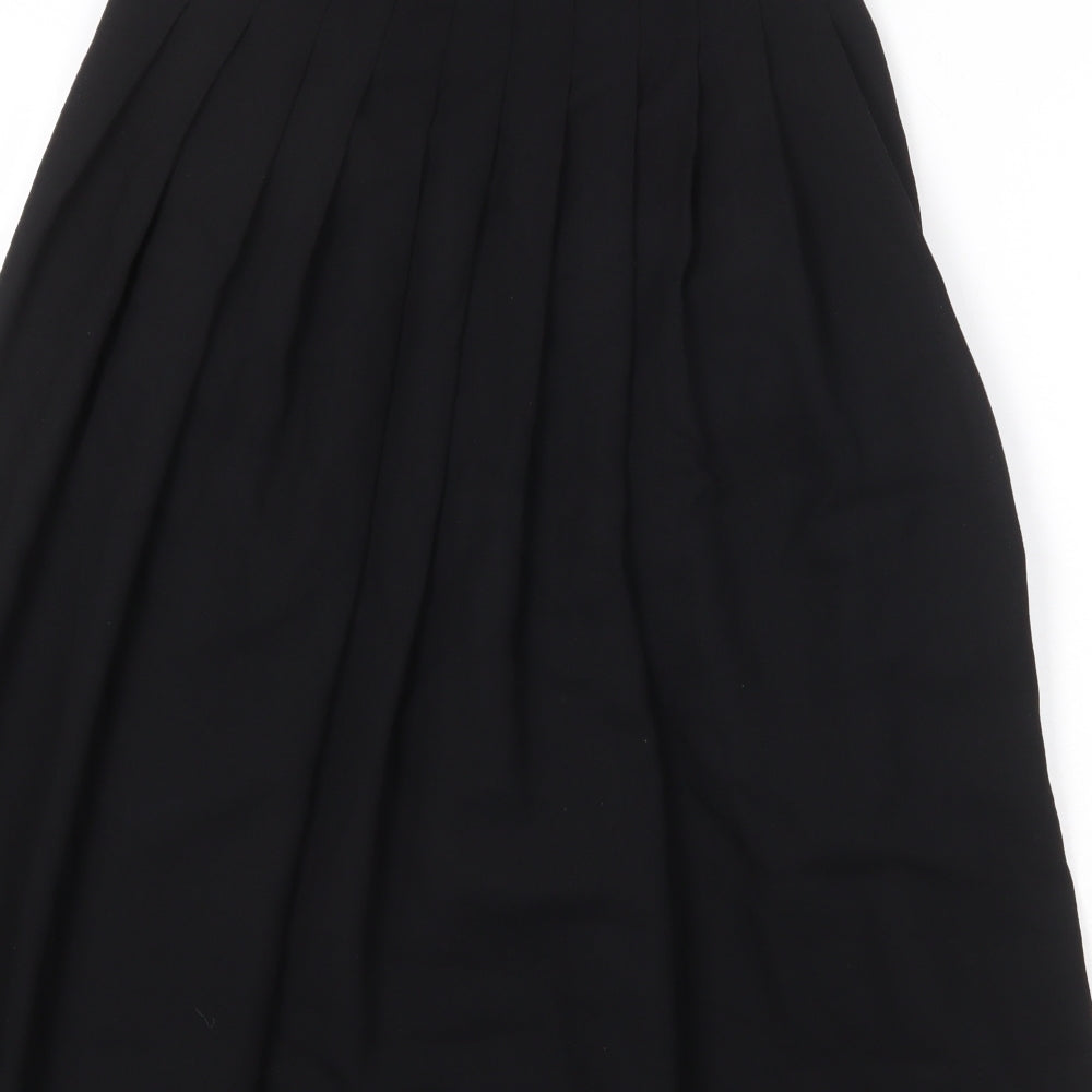 Jaeger Womens Black Wool Pleated Skirt Size 12 Button
