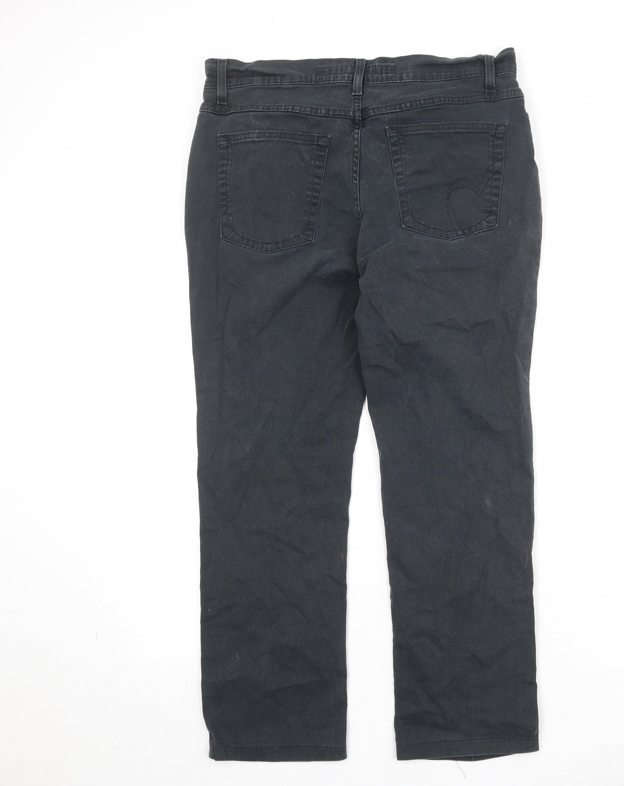 Per Una Womens Black Cotton Straight Jeans Size 14 Regular Zip