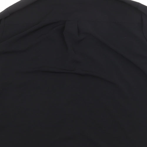 H&M Womens Black Polyester Basic Button-Up Size 10 Collared