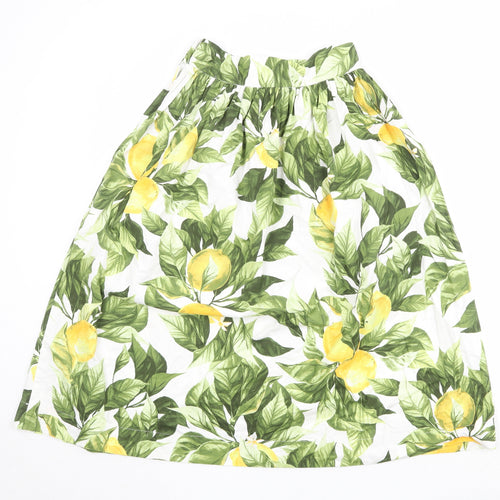 H&M Womens Multicoloured Geometric Cotton Tulip Skirt Size 10 Zip