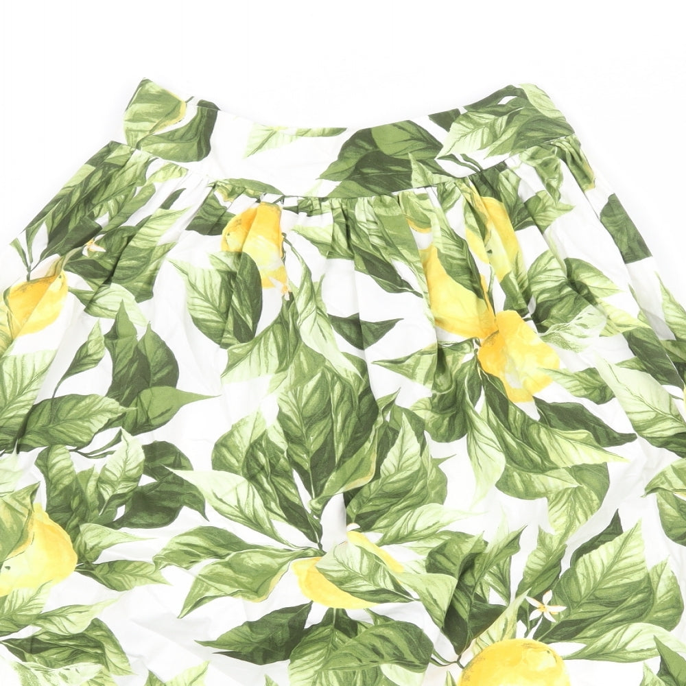 H&M Womens Multicoloured Geometric Cotton Tulip Skirt Size 10 Zip