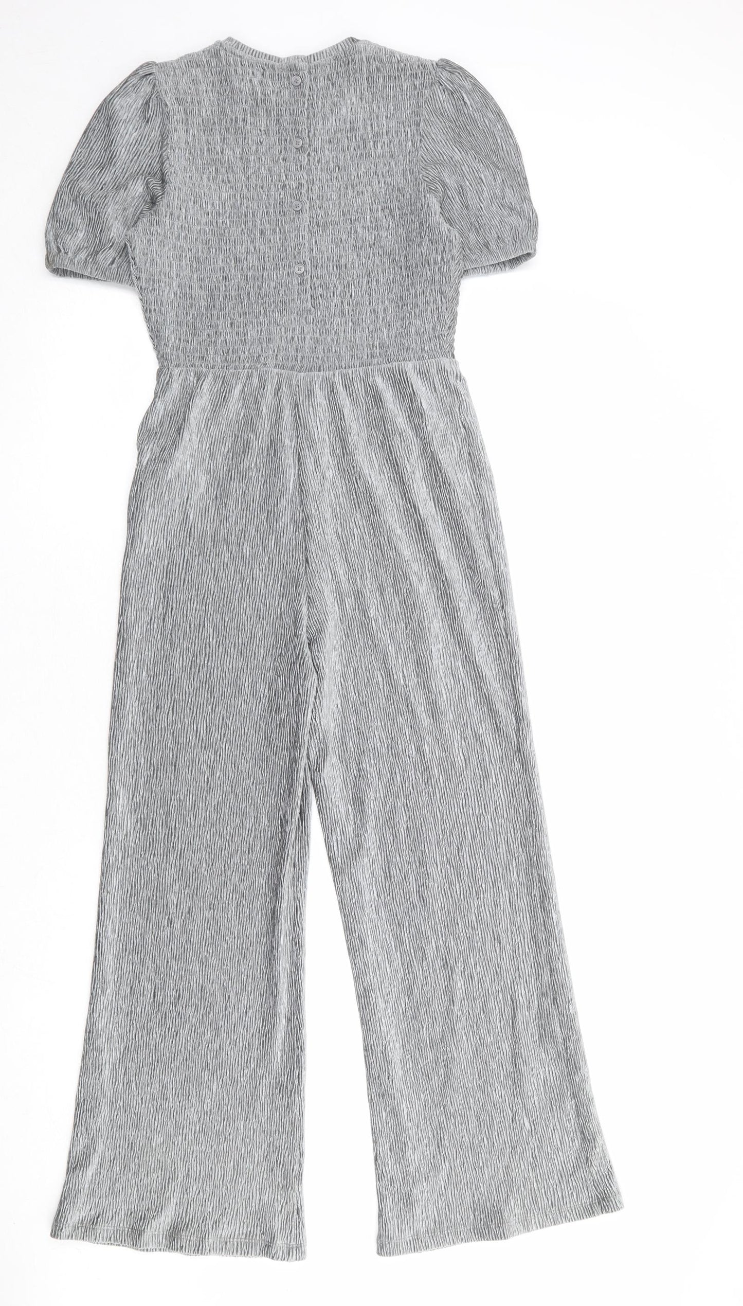 Marks and Spencer Girls Silver Polyester Jumpsuit One-Piece Size 11-12 Years Button - Plisse