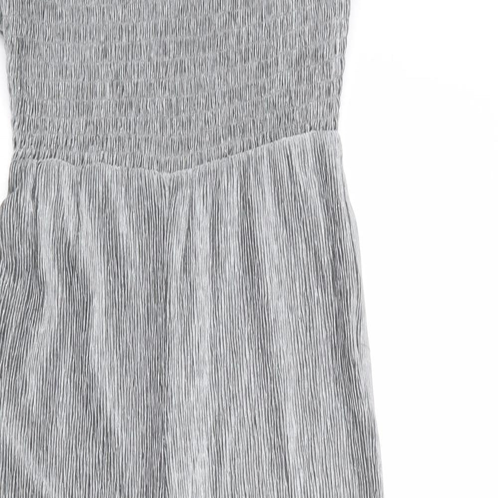 Marks and Spencer Girls Silver Polyester Jumpsuit One-Piece Size 11-12 Years Button - Plisse
