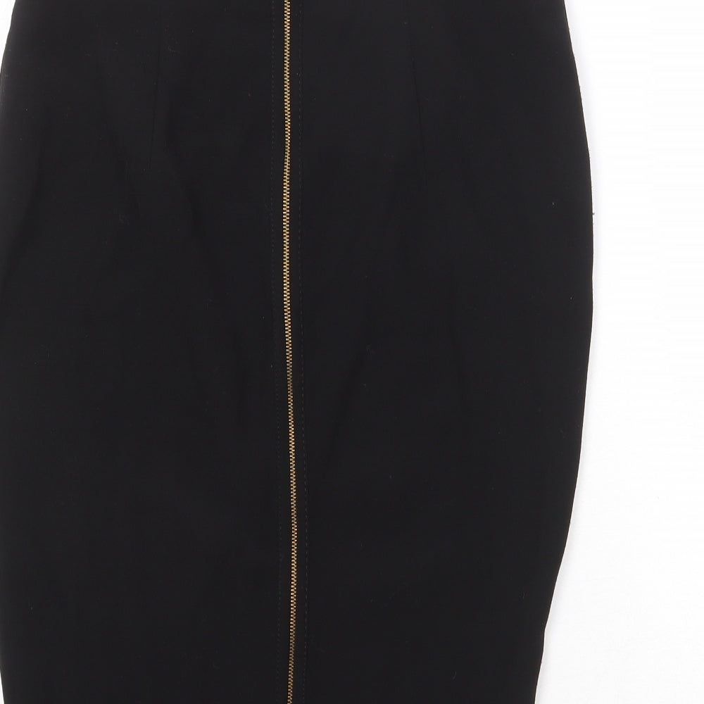 Zara Womens Black Polyester Bandage Skirt Size M Zip