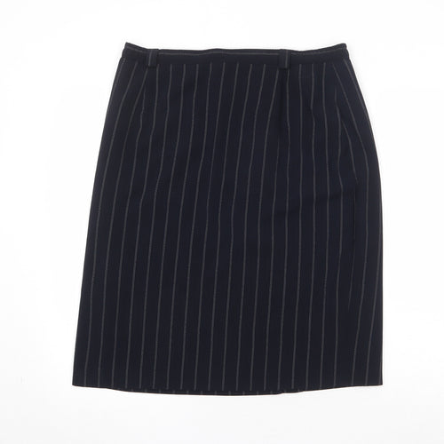 Gold Womens Black Striped Polyester Straight & Pencil Skirt Size 34 in Zip