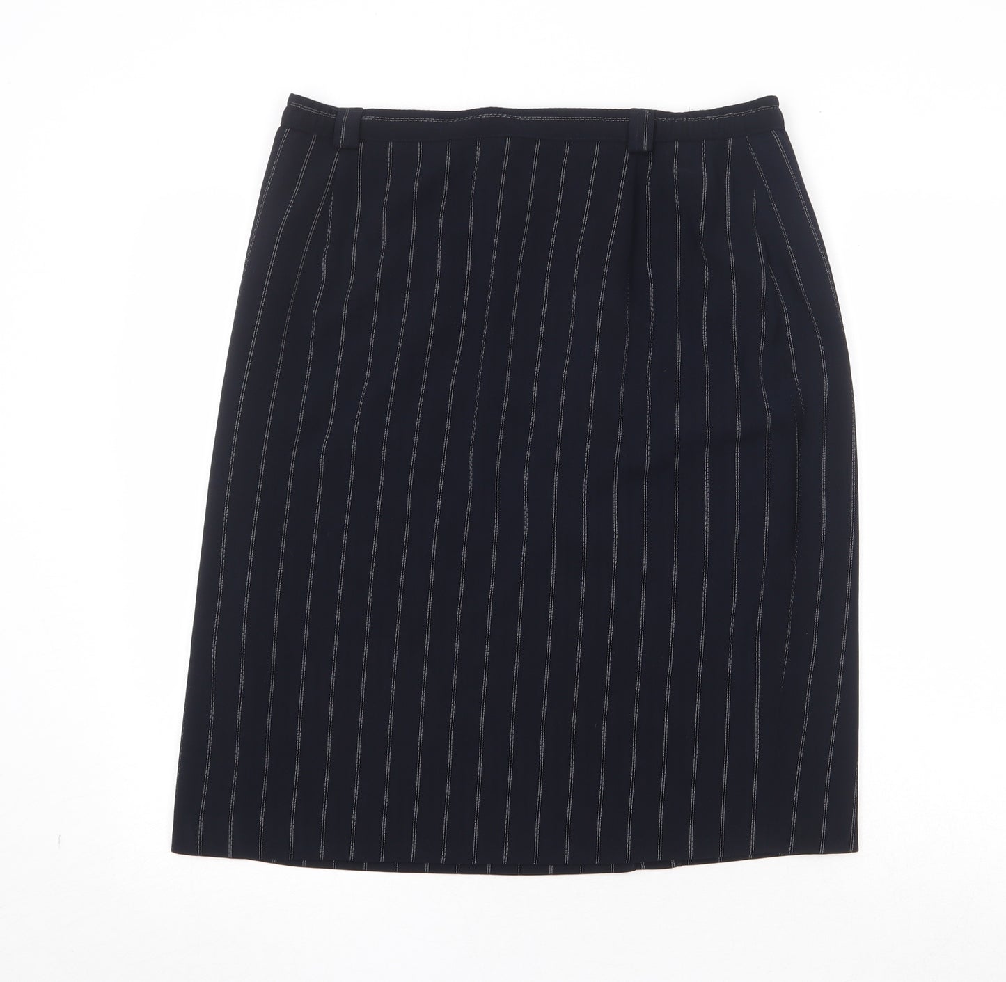 Gold Womens Black Striped Polyester Straight & Pencil Skirt Size 34 in Zip