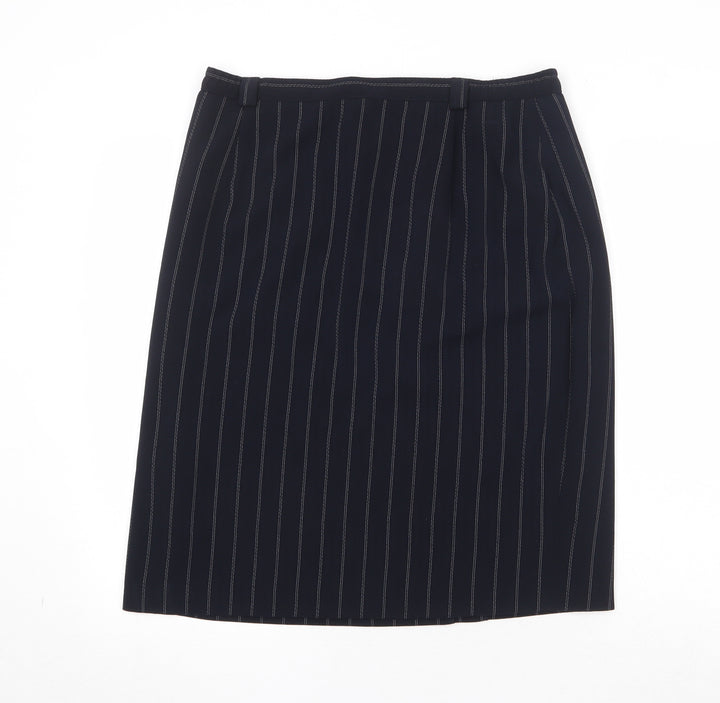 Gold Womens Black Striped Polyester Straight & Pencil Skirt Size 34 in Zip