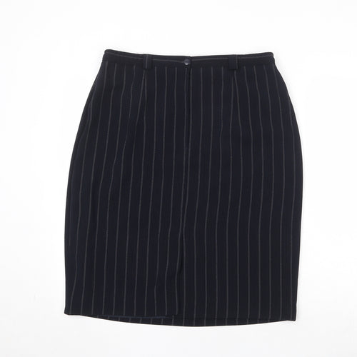 Gold Womens Black Striped Polyester Straight & Pencil Skirt Size 34 in Zip