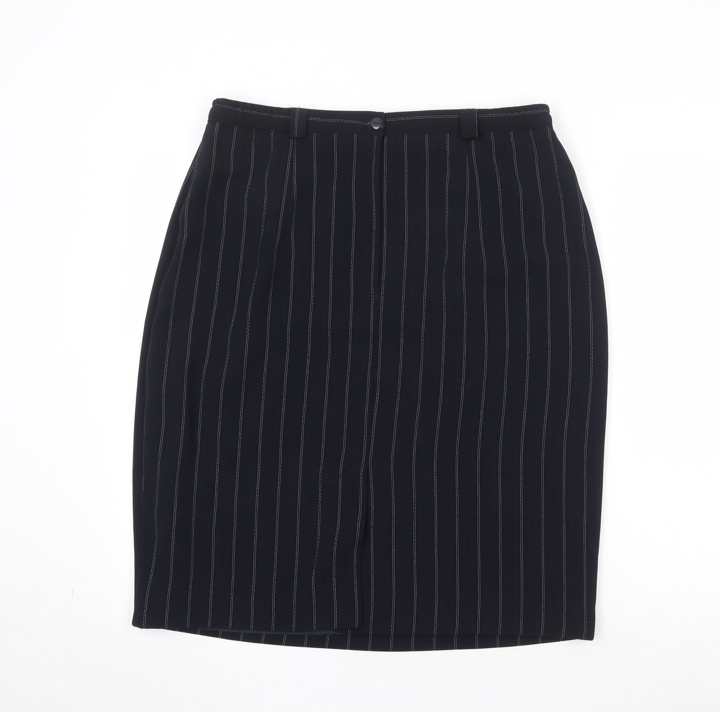 Gold Womens Black Striped Polyester Straight & Pencil Skirt Size 34 in Zip