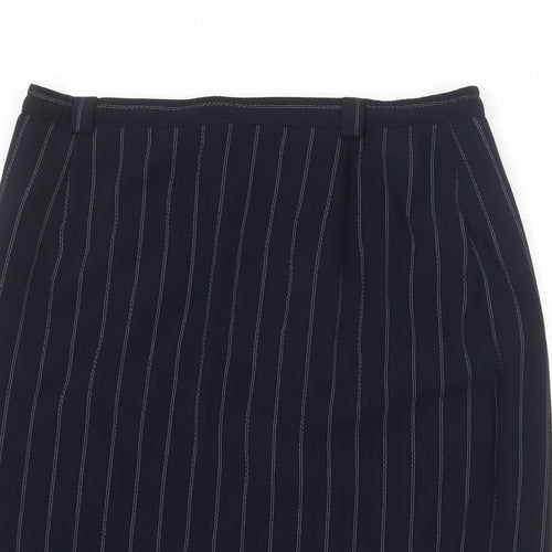 Gold Womens Black Striped Polyester Straight & Pencil Skirt Size 34 in Zip