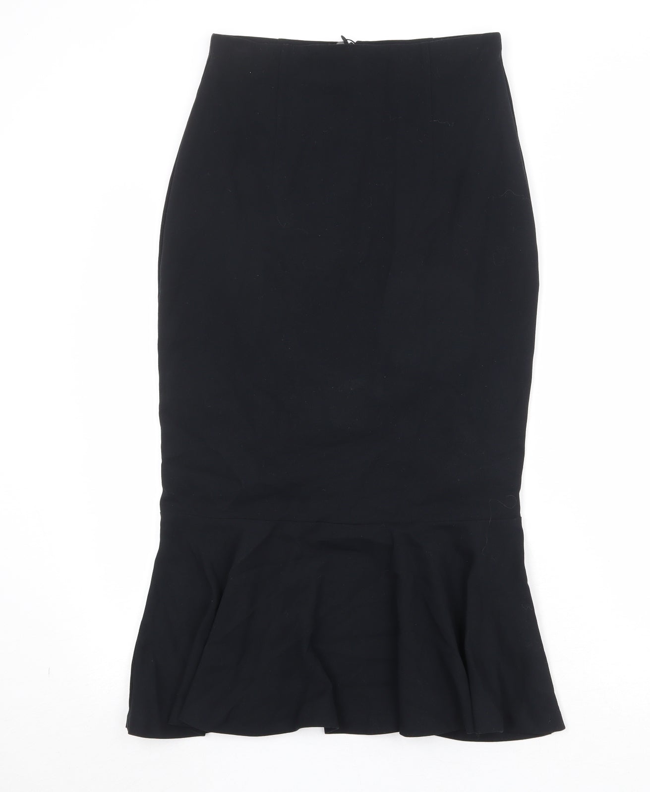 Marks and Spencer Womens Black Polyester Trumpet Skirt Size 8 Zip