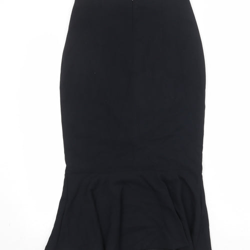 Marks and Spencer Womens Black Polyester Trumpet Skirt Size 8 Zip