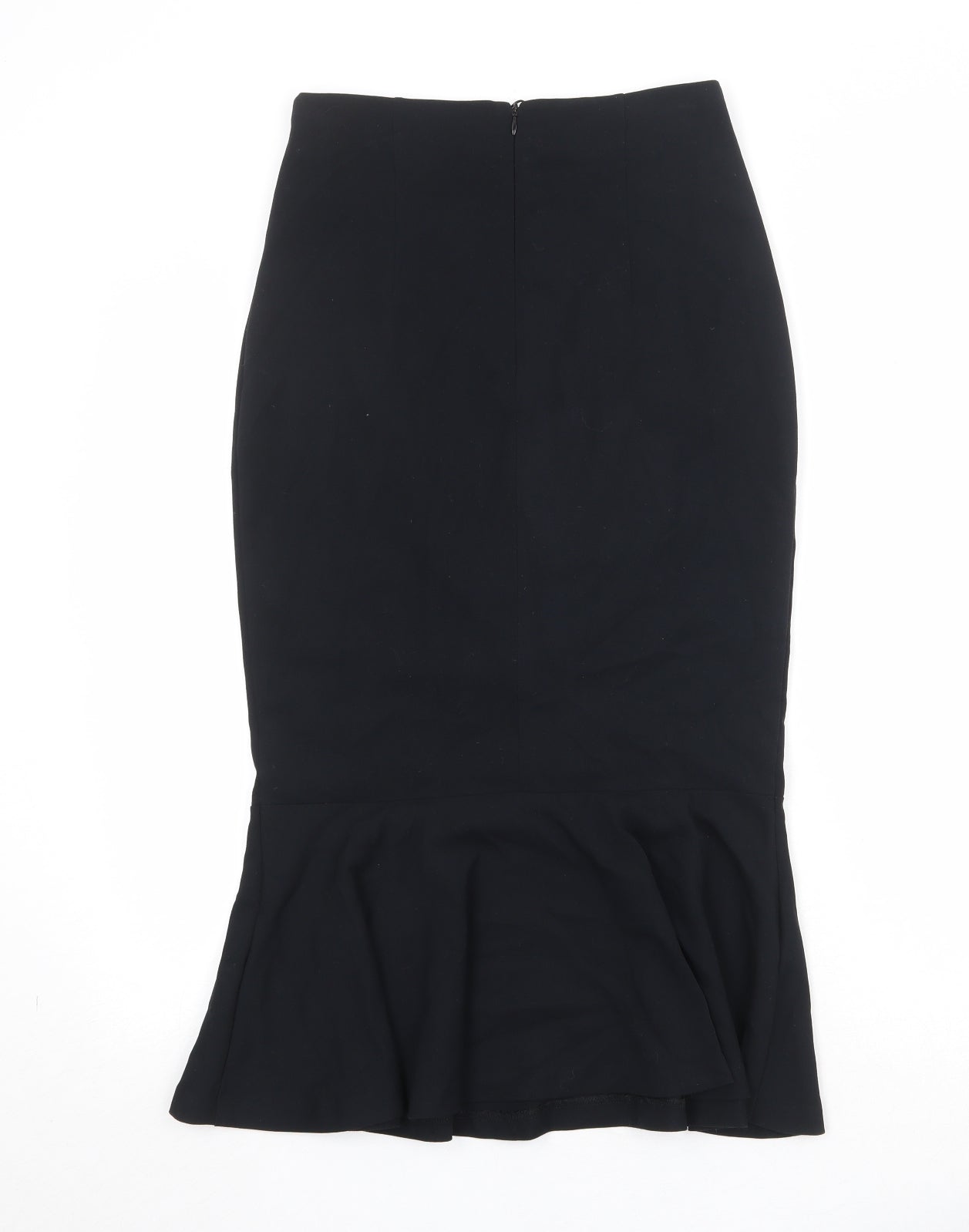 Marks and Spencer Womens Black Polyester Trumpet Skirt Size 8 Zip