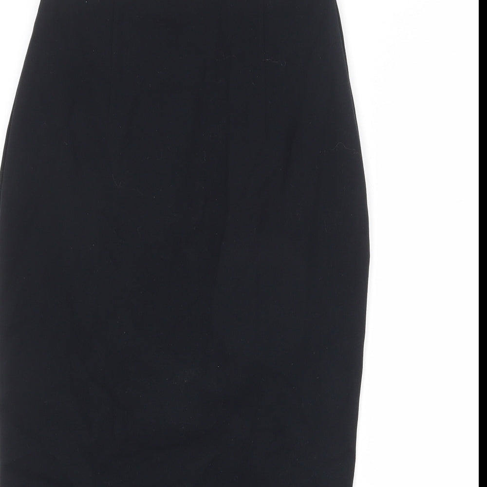 Marks and Spencer Womens Black Polyester Trumpet Skirt Size 8 Zip