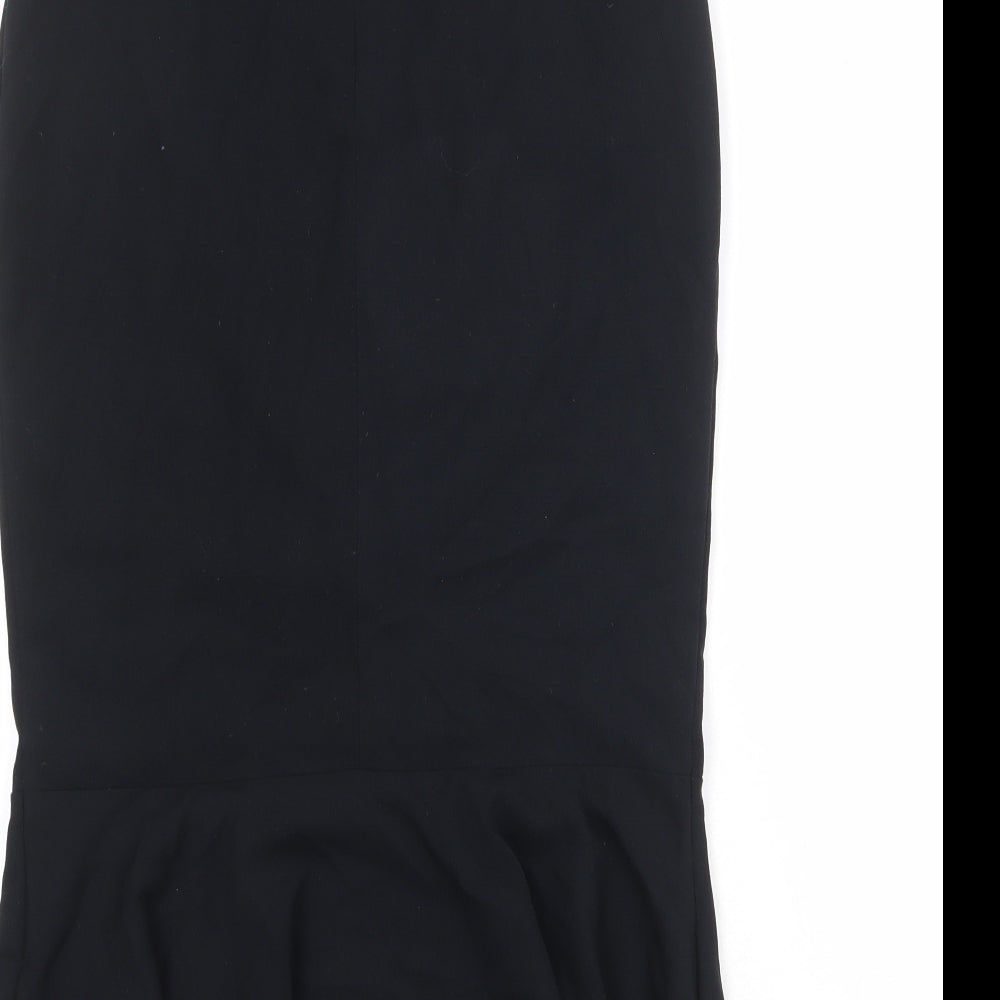 Marks and Spencer Womens Black Polyester Trumpet Skirt Size 8 Zip