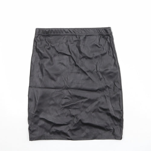 PRETTYLITTLETHING Womens Black Polyester Bandage Skirt Size 10