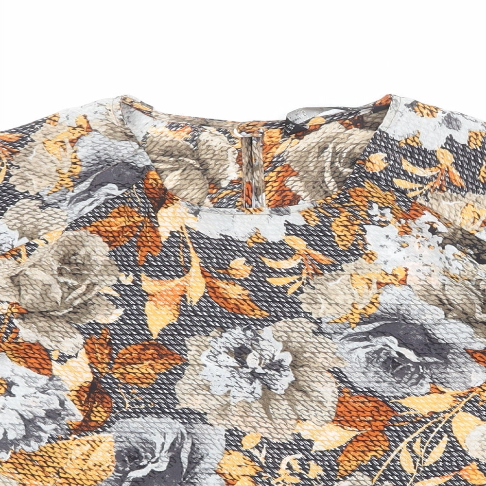 Zara Womens Multicoloured Floral Polyester Basic Blouse Size XS Round Neck