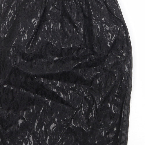 Machima Womens Black Geometric Polyurethane A-Line Skirt Size 27 in Zip