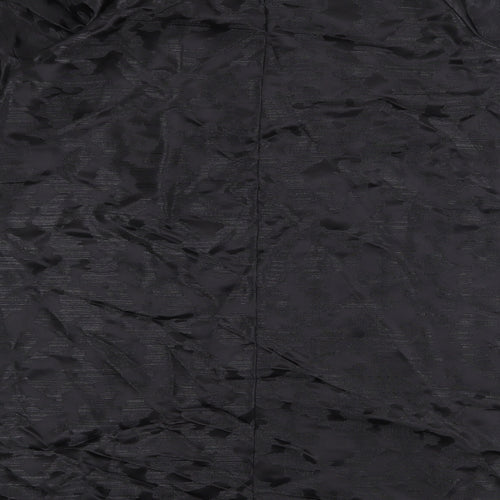 Marks and Spencer Womens Black Geometric Polyester Shift Size 14 Round Neck Button