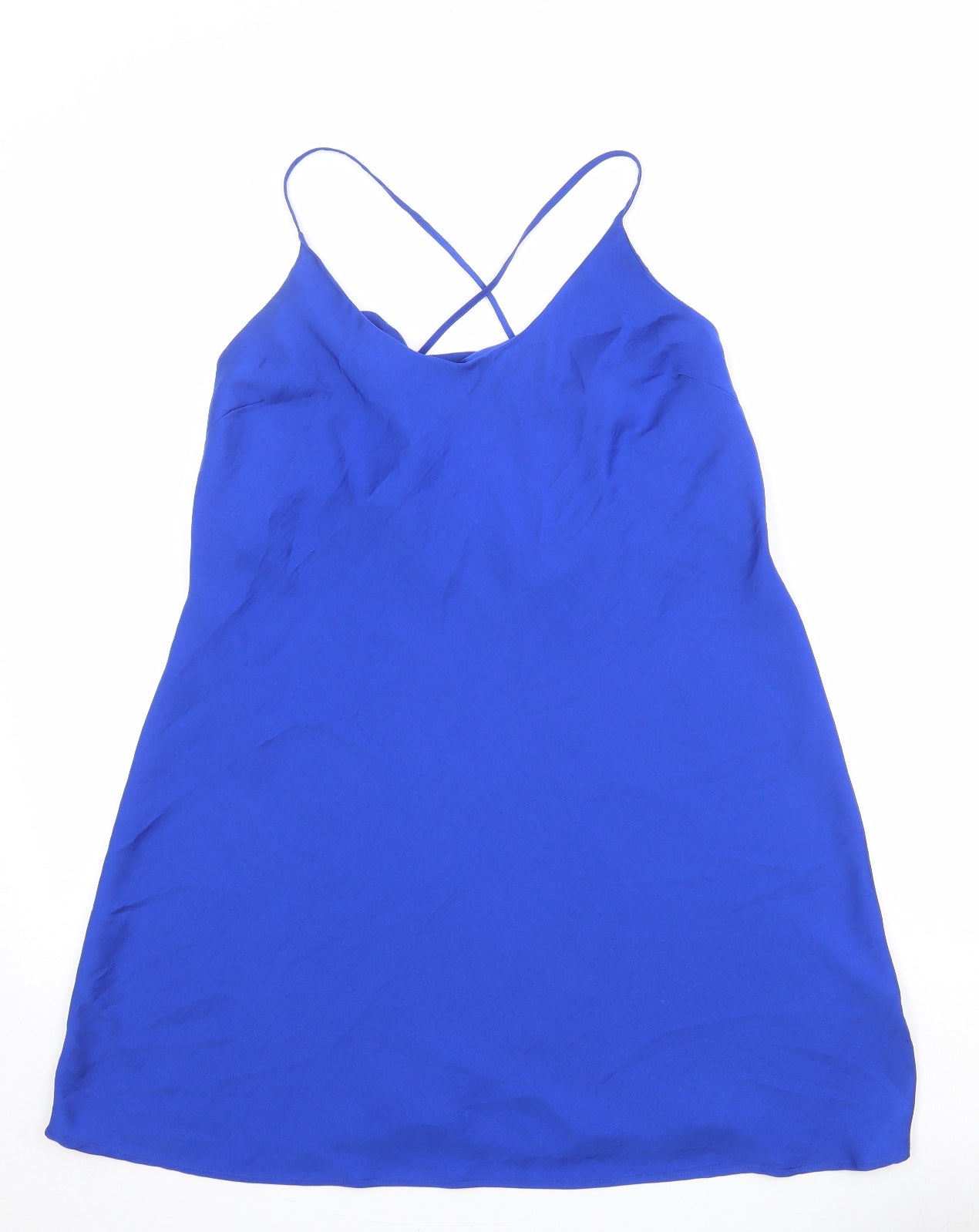 Marks and Spencer Womens Blue Polyester Basic Tank Size 12 Round Neck