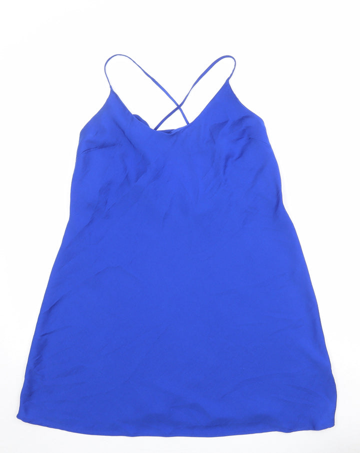 Marks and Spencer Womens Blue Polyester Basic Tank Size 12 Round Neck