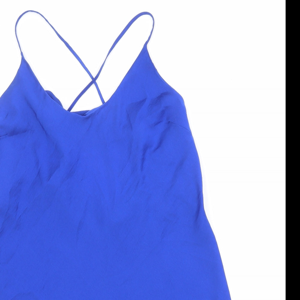 Marks and Spencer Womens Blue Polyester Basic Tank Size 12 Round Neck