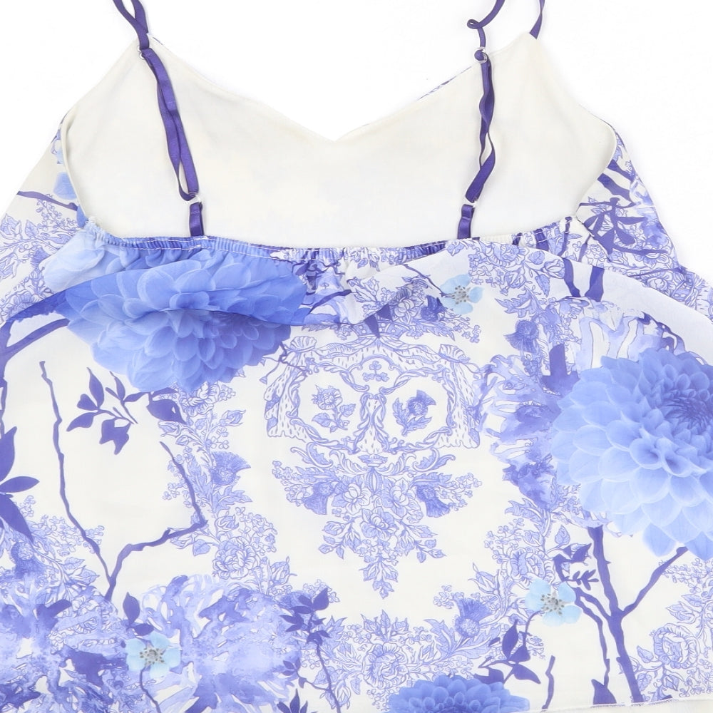 Quiz Womens Ivory Floral Polyester Basic Tank Size 10 V-Neck
