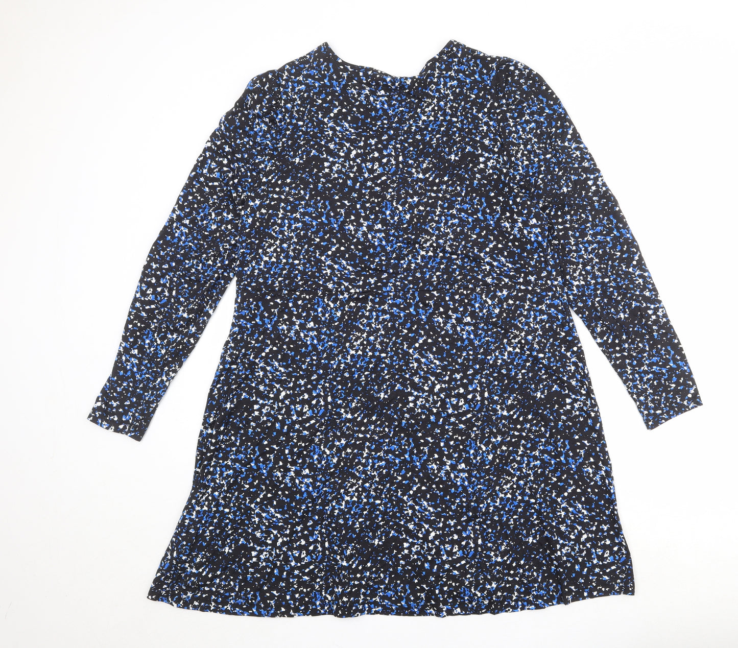Marks and Spencer Womens Black Geometric Viscose A-Line Size 20 Boat Neck Pullover