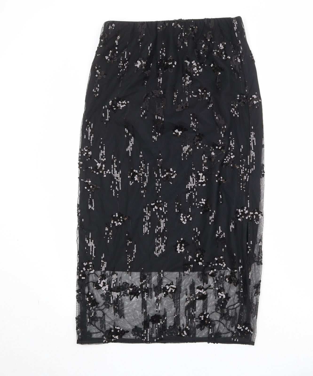 Marks and Spencer Womens Black Geometric Polyester A-Line Skirt Size 10