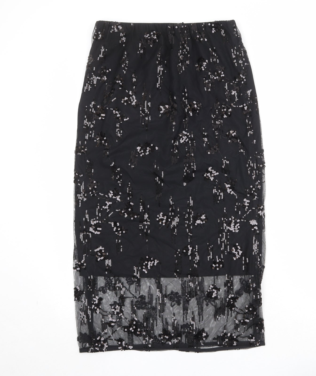 Marks and Spencer Womens Black Geometric Polyester A-Line Skirt Size 10