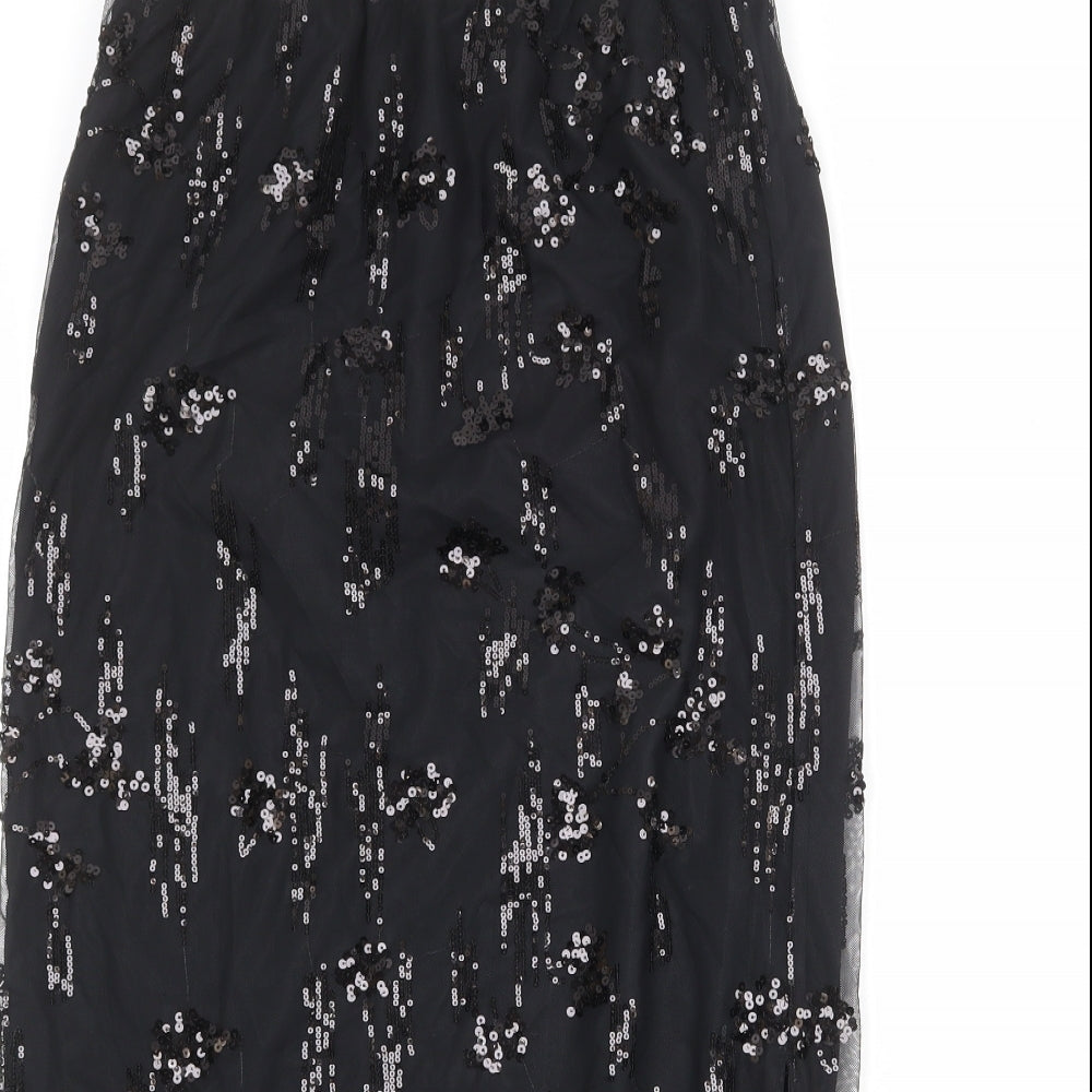 Marks and Spencer Womens Black Geometric Polyester A-Line Skirt Size 10