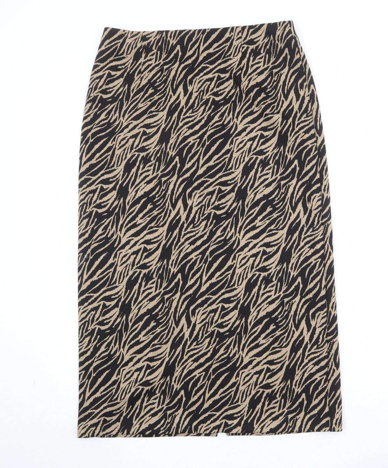 Marks and Spencer Womens Brown Geometric Polyester A-Line Skirt Size 12