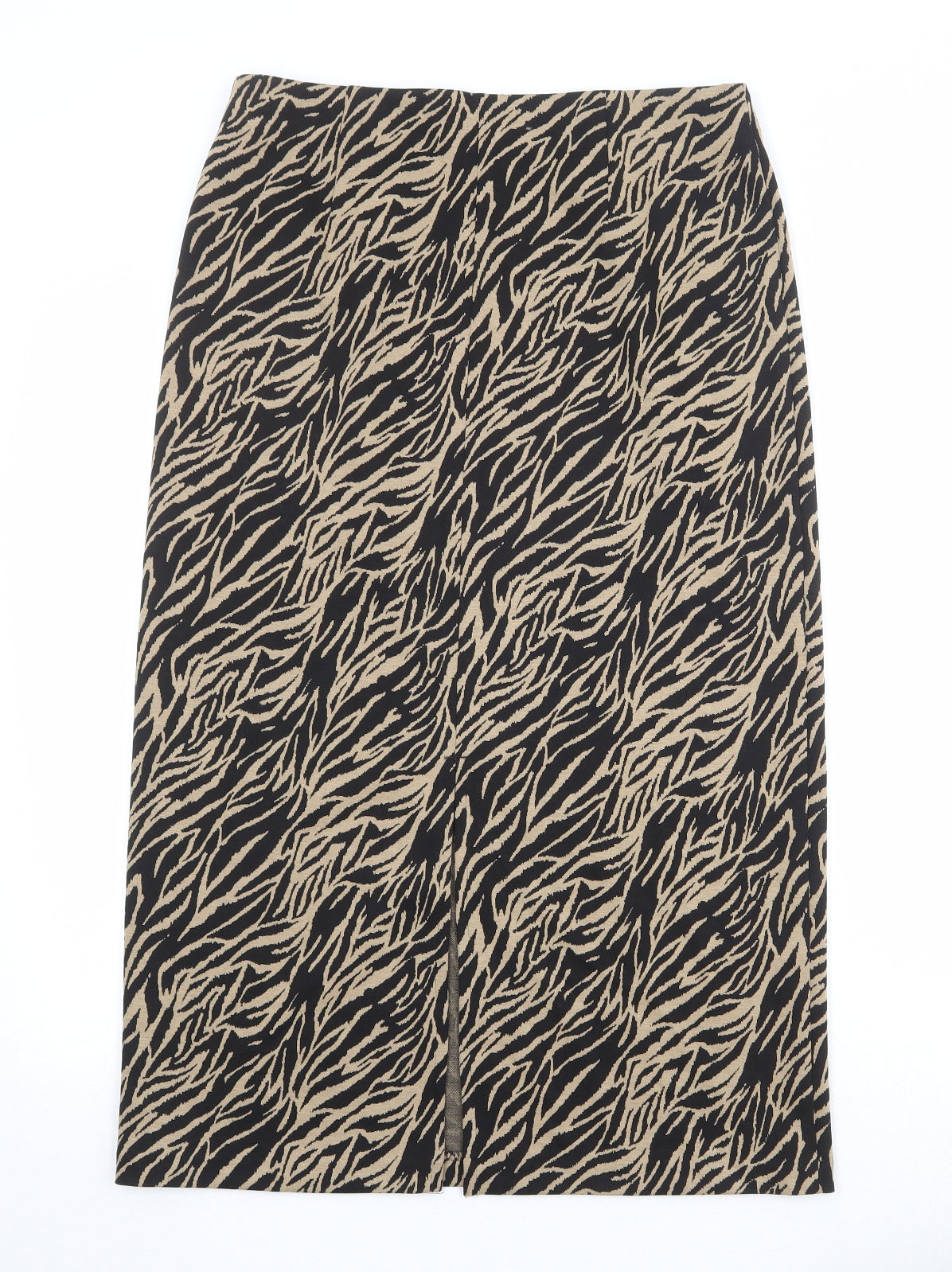 Marks and Spencer Womens Brown Geometric Polyester A-Line Skirt Size 12